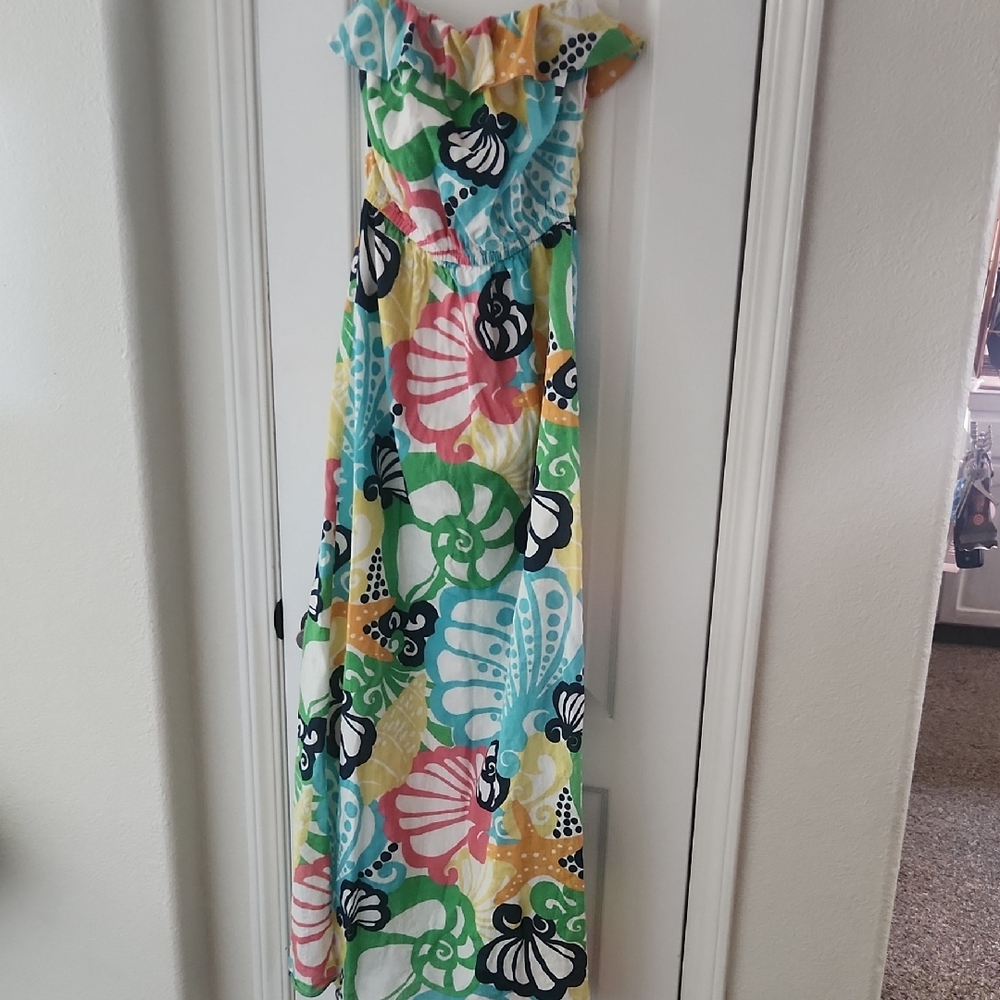 Lilly Pulitzer‎ Sea Shell Print Strapless Dress, Size XS